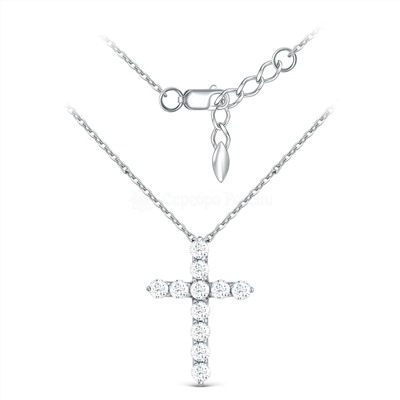 Колье крест из серебра с фианитами родированное 925 пробы кц-2023р200