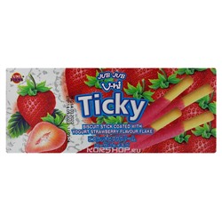 Печенье палочки в клубнично-йогуртовой глазури Ticky, Таиланд, 18 г Акция