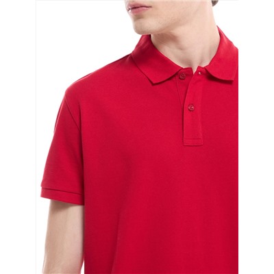 Однотонная футболка-поло Ярко-красный