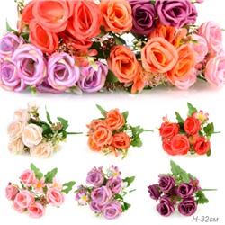 Цветок искусственный Роза букет 32 см / W239 /уп 2/600/
