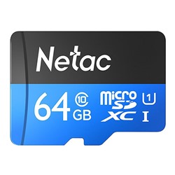 Карта флэш-памяти MicroSD 64 Гб Netac P500  Standard  UHS-I (90 Mb/s) без адаптера (Class 1class 10)