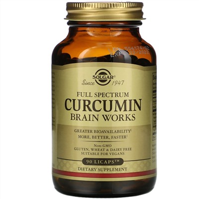 Solgar, Full Spectrum Curcumin, Brain Works, 90 Vegan Capsules (LiCaps)