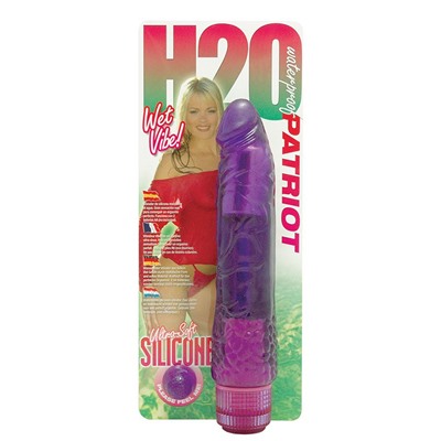 Водонепроницаемый фиолетовый вибромассажер H2O PATRIOT WATERPROOF VIBRATOR - 19 см.