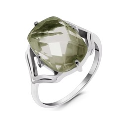 Кольцо из серебра зеленый аметист, Плазма