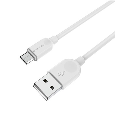 Кабель USB - micro USB Borofone BX14 (повр. уп)  300см 2,4A  (white)