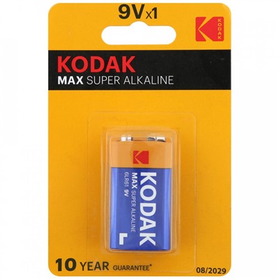 Батарейка 9V (крона) Kodak 6LR61 MAX (1-BL) (10/200)
