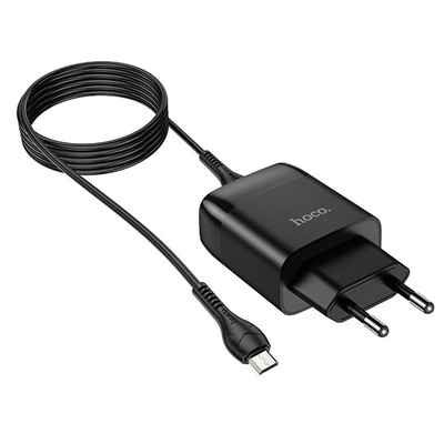 Адаптер Сетевой с кабелем Hoco C72Q Glorious QC3.0 USB 3A/18W (USB/Micro USB) (black)