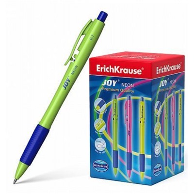 Ручка автоматическая шариковая 0.7мм 43347 Ultra Glide Technology JOY Neon синяя Erich Krause