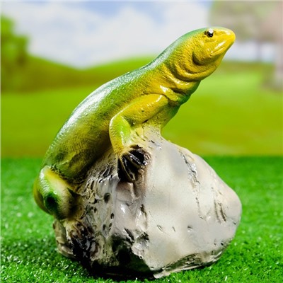 Садовая фигура "Ящерица на камне", 16х16 см,