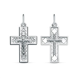 Крест из серебра родированный - 3,4 см К3-618р