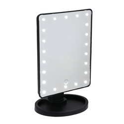 Зеркало Luazon KZ-06, подсветка, 26.5×16×12 см, 4хАА, 22 диода, сенсорная кнопка, черное