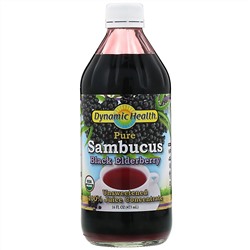Dynamic Health  Laboratories, Pure Sambucus, 100% концентрат сока черной бузины, неподслащенный, 473 мл (16 жидк. унций)