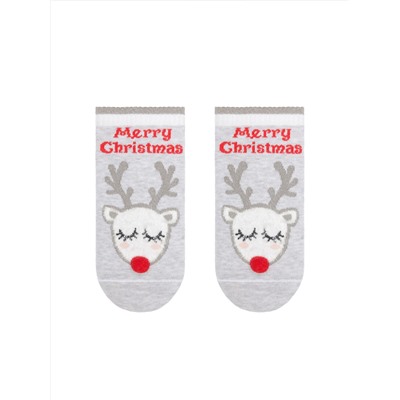 Носки детские Conte-kids Новогодние короткие носки &quot;Рудольф&quot; с люрексом, стразами и помпоном