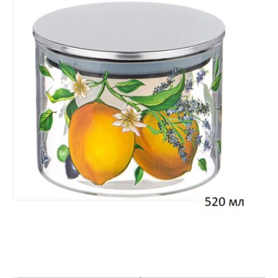Банка для сыпучих продуктов Прованс лимоны 520 мл / 887-125 /уп 16/ стекло