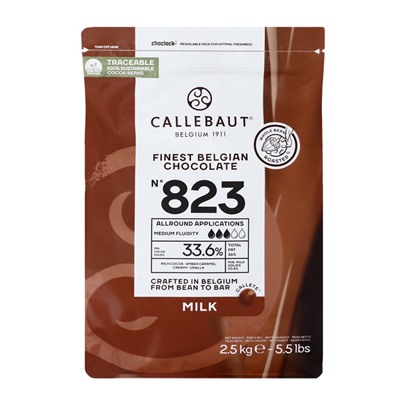 Шоколад кондитерский молочный 33,6% Callebaut №823, таблетированный, 2,5 кг