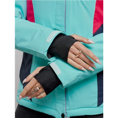 Горнолыжная куртка женская зимняя бирюзового цвета 2201-1Br