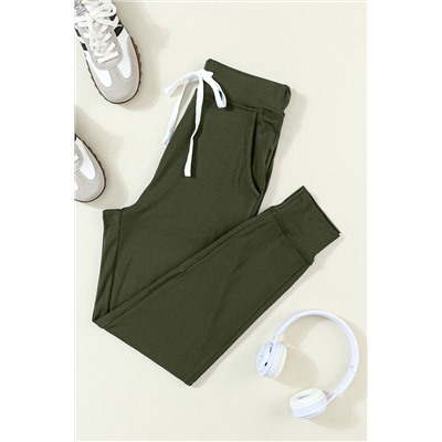 Moss Green Drawstring Waist Pocketed Joggers