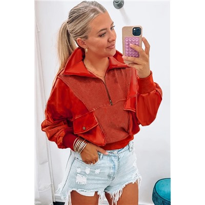 Red Dahlia Mineral Wash Zip up Sweatshirt