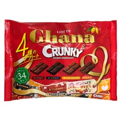 Шоколадное ассорти (4 вида) Ghana Crunky Lotte, Япония, 129 г Акция