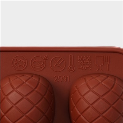 Форма для конфет и шоколада Доляна «Ананас», силикон, 22,5×10,5 см, 12 ячеек, цвет коричневый
