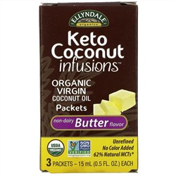 Now Foods, Ellyndale Naturals, Keto Coconut Infusions, безлактозный ароматизатор масла, 3 пакетика, 15 мл (0,5 жидк. унции) каждый