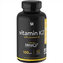 Sports Research, витамин К2, 100 мкг, 60 растительных мягких желатиновых капсул