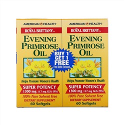 American Health, Royal Brittany, масло первоцвета вечернего, 1300 мг, 2 флакона, 60 мягких таблеток в каждом