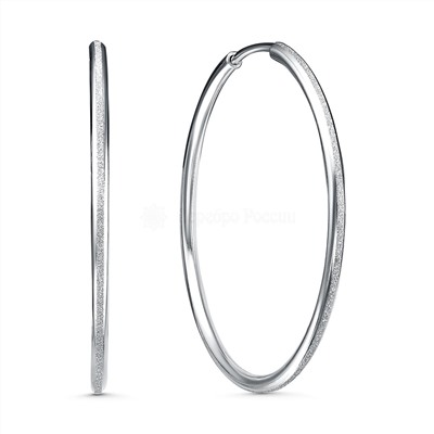 Серьги-конго из серебра родированные - диаметр 3 см, толщина 2 мм 925 пробы 02-12-6630