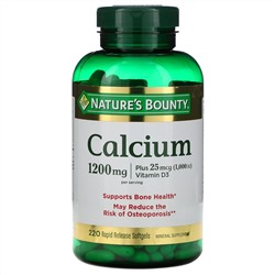 Nature's Bounty, Кальций с витамином D3, 1200 мг, 220 мягких желатиновых капсул с быстрым высвобождением действующего вещества