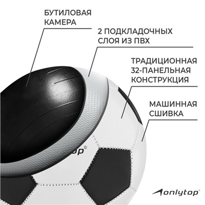 Мяч футбольный ONLYTOP, PVC, машинная сшивка, 32 панели, р. 4