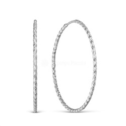 Серьги-конго из серебра родированные, диаметр 4 см