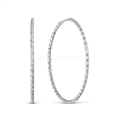 Серьги-конго из серебра родированные, диаметр 4 см 925 пробы 2-15-191-4,0р