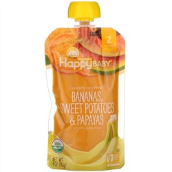 Happy Family Organics, Organic Baby Food, Stage 2, Clearly Crafted, 6+ Months, Bananas, Sweet Potatoes, & Papayas, 4 oz (113 g)