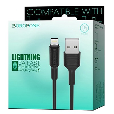 Кабель USB - Apple lightning Borofone BX1  100см 2A  (black)