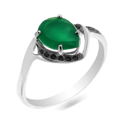 Кольцо из серебра зеленый агат, СЦ-1828