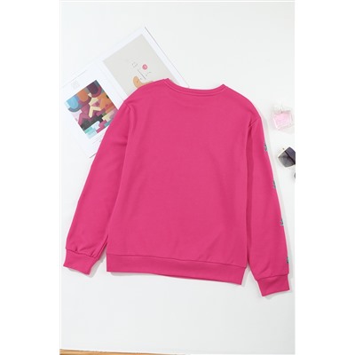 Strawberry Pink MERRY Christmas Tree Sequin Patchwork Sweatshirt