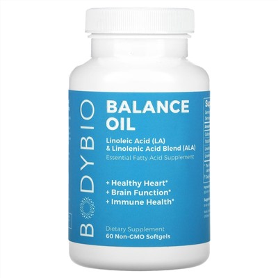 BodyBio, Balance Oil, Linoleic Acid (LA) & Linolenic Acid Blend (ALA), 60 Non-GMO Softgels