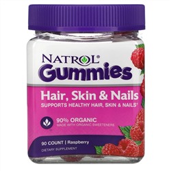 Natrol, Жевательные таблетки, Для волос, кожи и ногтей, Малина, 90 штук