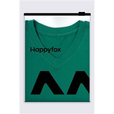 Женская футболка оверсайз с V-вырезом Happy Fox