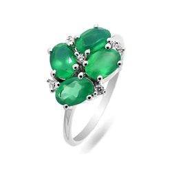Кольцо из серебра зеленый агат, Пафос