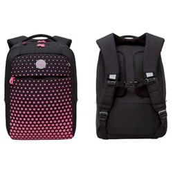 Рюкзак школьный RD-344-1/1 "Горох" черный - розовый 28х40х16 см GRIZZLY