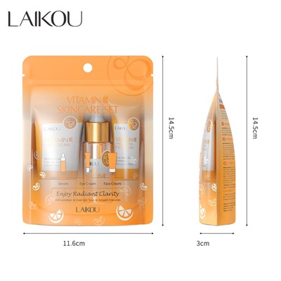 Набор уходовой косметики с Витамином С из 3 средств В ПАКЕТЕ Laikou Vitamin C Skincare Set
