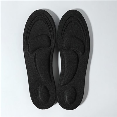 Стельки для обуви, универсальные, амортизирующие, р-р RU до 43 (р-р Пр-ля до 46), 27,5 см, пара, цвет чёрный