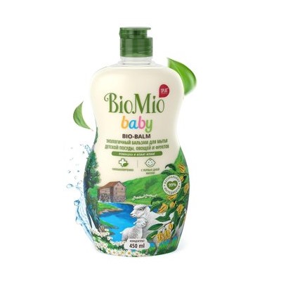 BioMio baby Бальзам д/мытья детской посуды/овощ/фрукт концентрат ромашка и иланг-иланг 450мл
