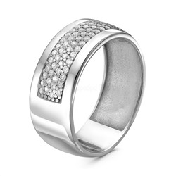 Кольцо из серебра с фианитами родированное 925 пробы к-7209р200