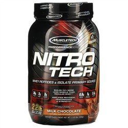 Muscletech, серия Performance, Nitro Tech, основной источник сывороточных пептидов и изолята, вкус молочного шоколада, 998 г (2,20 фунта)
