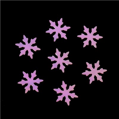 Пайетки для декора «Снежинка», розовые/голографические