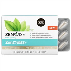 Zenwise Health, ZenZYMES+, Digestive Enzymes + Pre & Probiotics + Botanicals, 90 Capsules