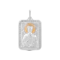 Подвеска-икона из родированного серебра с золочением - Ангел Хранитель 925 пробы п004рз