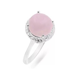 Кольцо из серебра розовый кварц, МЦВ1046